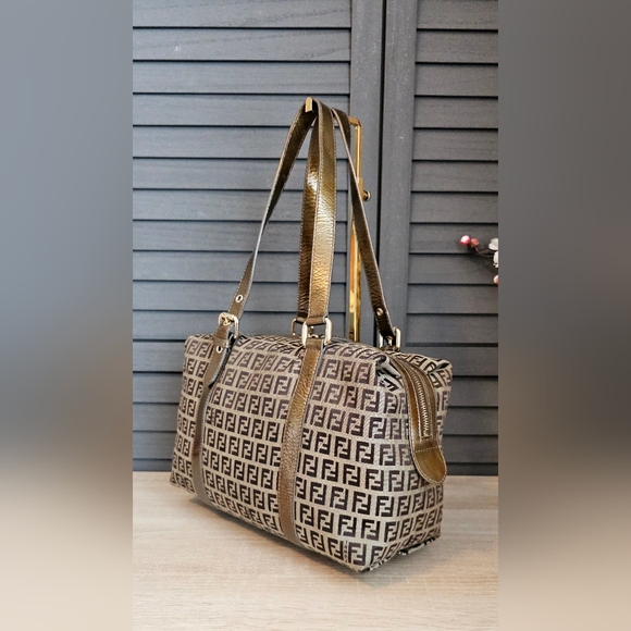 Authentic FENDI Boston Zucca Canvas Handbag - Picture 12 of 13